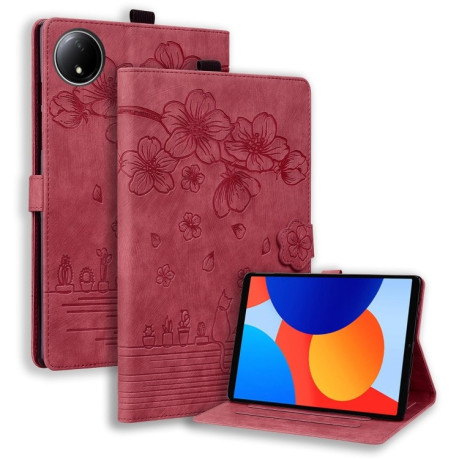 Чохол-книжка Cartoon Sakura Cat для Xiaomi Redmi Pad SE 8.7 - червоний
