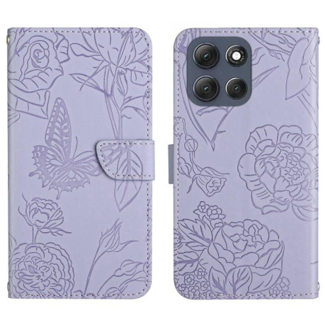 Чохол-книжка Embossed Butterfly для Motorola Moto G56 5G - фіолетовий