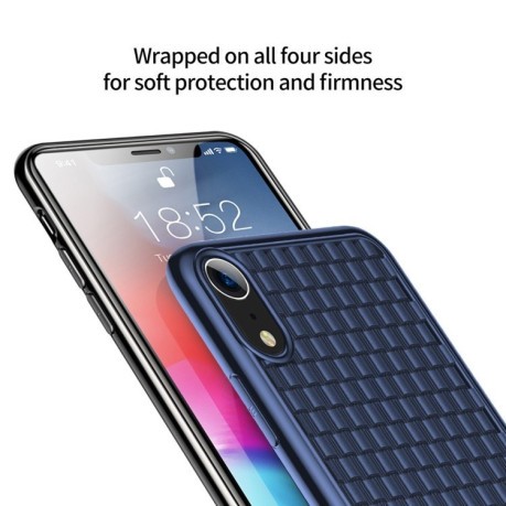 Ультратонкий силиконовый чехол Baseus Weave Style на iPhone XR-синий