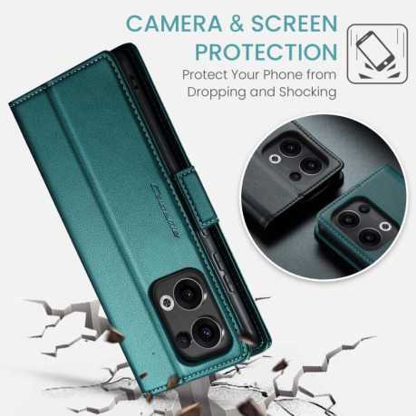 Чехол-книжка CaseMe 023 Butterfly Buckle Litchi Texture RFID Anti-theft Leather для OPPO Reno13 - зеленый