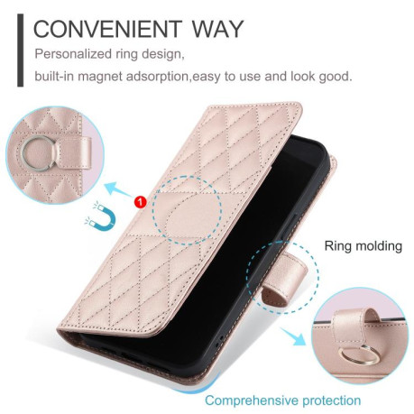 Чехол-книжка Ring Buckle Rhombic Leather для Google Pixel 9a - золото