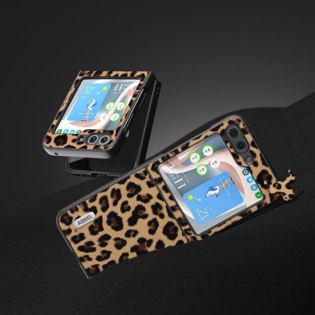 Противоударный чехол ABEEL Black Edge Leopard для Samsung Galaxy Flip 5 - Champagne Gold