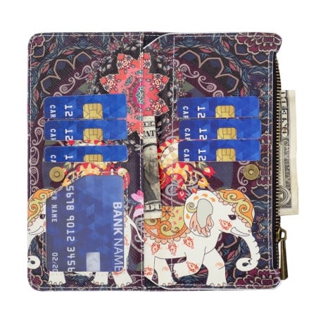 Чехол-кошелек Colored Drawing Pattern Zipper для Realme C30 - Flower Elephants