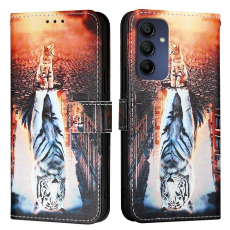 Чехол-книжка Colored Drawing Pattern Plain Weave Leather для Samsung Galaxy A16 5G - Cats And Tigers