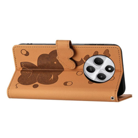 Чохол-книжка Cartoon Elephant Embossed Leather для Xiaomi Redmi A4 5G - жовтий