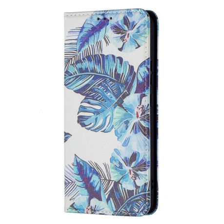 Чехол-книжка Colored Drawing Series на Samsung Galaxy S22 Plus 5G - Blue Leaf