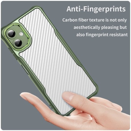 Ударозащитный чехол Carbon Fiber Texture Translucent на Samsung Galaxy A06 4G - зеленый