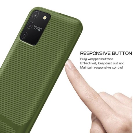 Протиударний чохол Carbon Fiber Texture на Samsung Galaxy Note 10 Lite - зелений