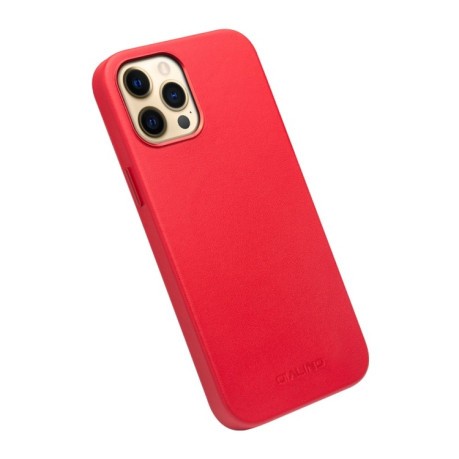 Кожаный чехол QIALINO Nappa Leather Case (with MagSafe Support) для iPhone 12 / 12 Pro - красный