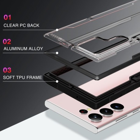 Противоударный чехол Defender Metal Clear для Samsung Galaxy S23 5G - черный