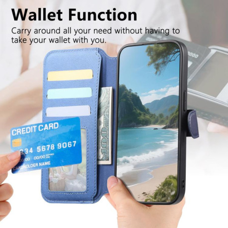 Чохол-книжка Twill Fabric з MagSafe RFID+кишенька на карт на Samsung Galaxy A07 4G / 5G - синій