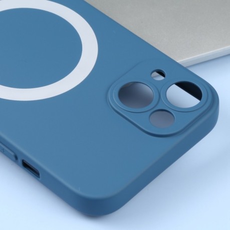 Противоударный чехол Liquid Silicone Full (Magsafe) для iPhone 15 Plus - синий
