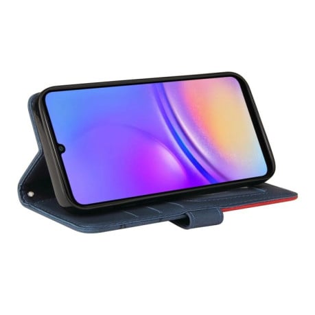 Чохол-книжка Dual-color Splicing Flip Leather на Samsung Galaxy A07 5G - синій