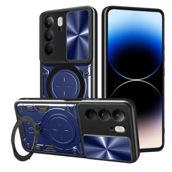 Чохол із шторкою камери CD фактурою та підставкою на Realme C75 4G / 14x 5G Global - синій