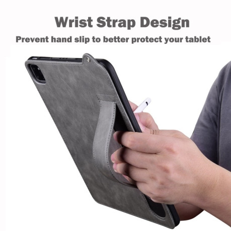 Противоударный чехол Wristband Leather Back для Xiaomi Pad 7 / 7 Pro - серый