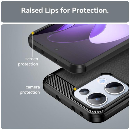 Протиударний чохол Brushed Texture Carbon Fiber на OPPO Reno13 Global - чорний