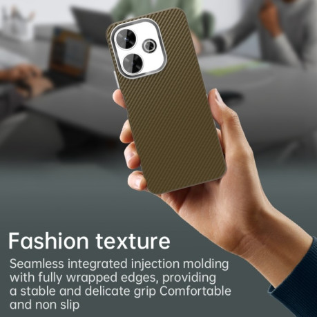 Ударозащитный чехол HMC Carbon Fiber Series IMD на Xiaomi Poco M6 4G - коричневый