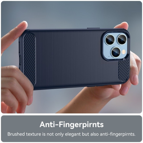 Противоударный чехол Brushed Texture Carbon Fiber на iPhone 14 Pro - синий