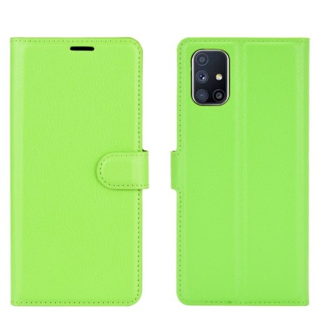 Чехол-книжка Litchi Texture на Samsung Galaxy M51 - зеленый