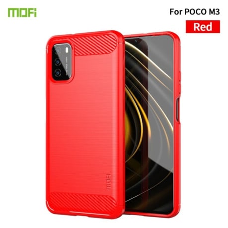 Противоударный чехол MOFI Gentleness Series для Xiaomi Poco M3 - красный