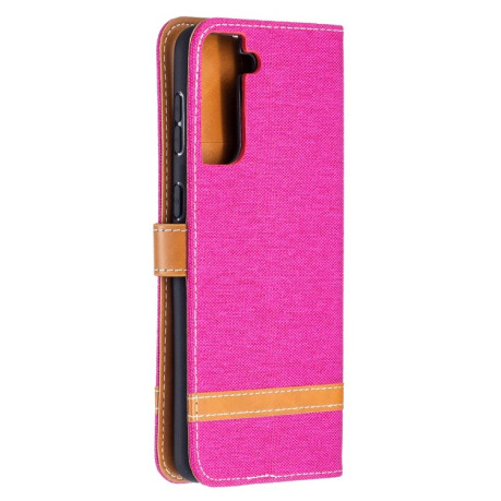 Чехол-книжка Color Matching Denim Texture на Samsung Galaxy S21 Plus - пурпурно-красный