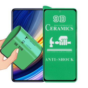 Защитное стекло Ceramic 9D Full Screen Full Glue для Xiaomi Poco X3 Pro - черный