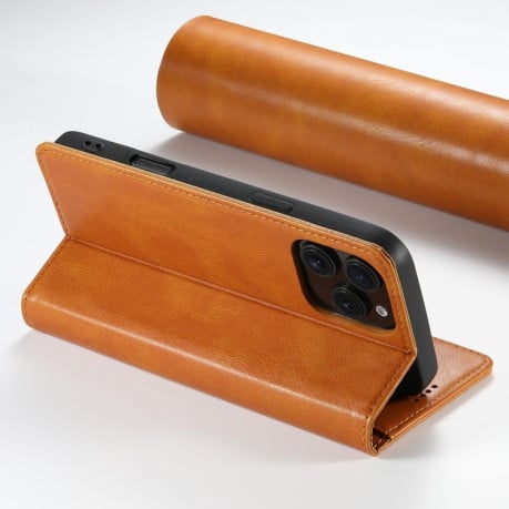 Протиударний чохол Suteni H02 Leather Wallet Stand для iPhone 16 Pro - хакі