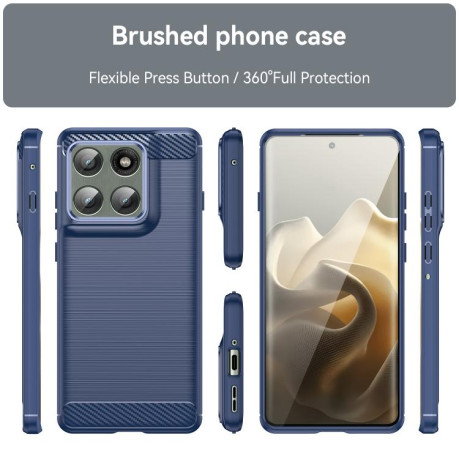 Противоударный чехол Brushed Texture Carbon Fiber на Motorola Edge 60 Pro - синий