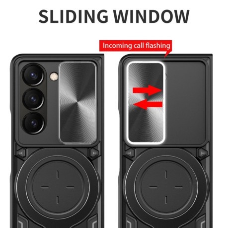 Противоударный чехол CD Texture Sliding Camshield для Samsung Galaxy Fold 5 - фиолетовый