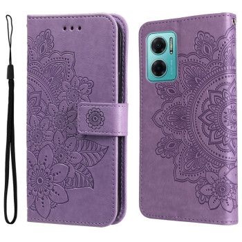Чехол-книжка 7-petal Flowers Embossing для Xiaomi Redmi Note 11E/Redme 10 5G/Redmi 10 Prime+ 5G - фиолетовый