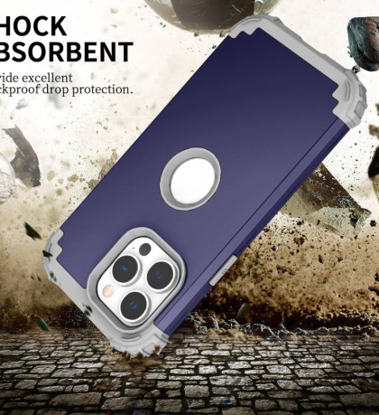 Противоударный Чехол Dropproof 3 in 1 Silicone sleeve для  iPhone 14 Pro - синий