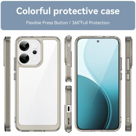 Противоударный чехол Colorful Acrylic Series с цветной силиконовой боковиной на OPPO Reno14 Global - серый