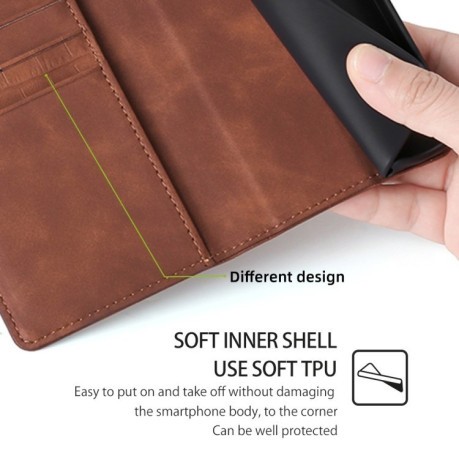 Чехол-книжка Skin Feel Crocodile Texture для OnePlus Ace 3 Pro 5G - коричневый
