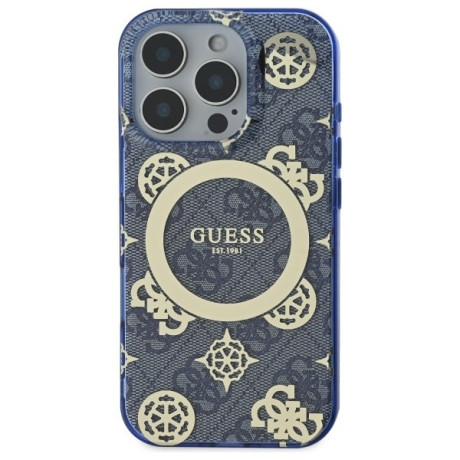 Оригінальний чохол Guess IML Peony On 4G Background MagSafe для iPhone 16 Pro - Blue