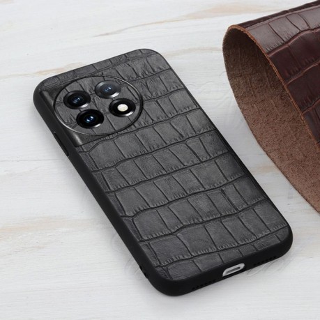 Противоударный чехол Crocodile Texture для OnePlus 11R / Ace 2 - черный