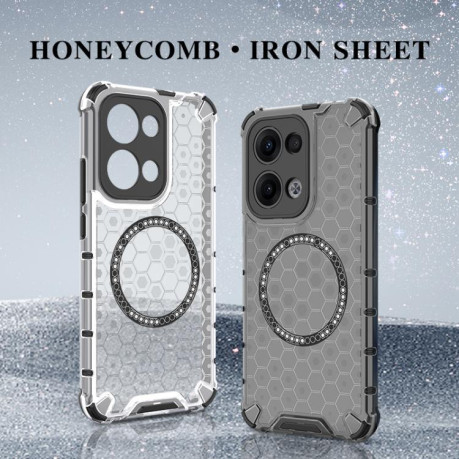 Противоударный чехол Honeycomb Magnetic Ring Shockproof на OPPO Reno13 5G Global - красный