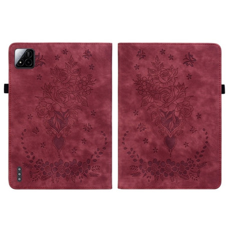 Чехол-книжка Butterfly Rose Embossed для Xiaomi Pad 7 / Pad 7 Pro - красный