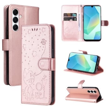 Чохол-книжка Cat Embossing Pattern  для Samsung Galaxy A26 5G - рожеве золото