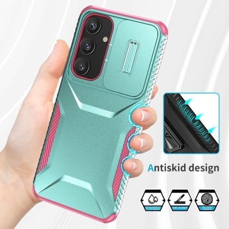 Протиударний чохол Sliding Camshield для Samsung Galaxy S25+ 5G / S24+ 5G - Grey Green + Pink