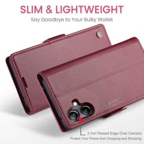 Чехол-книжка CaseMe 023 Butterfly Buckle Litchi Texture RFID Anti-theft Leather на Samsung Galaxy A07 / A06 - красный