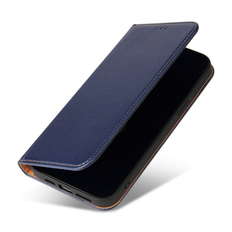 Кожаный чехол-книжка Fierre Shann Genuine leather на iPhone 13 Pro Max - синий