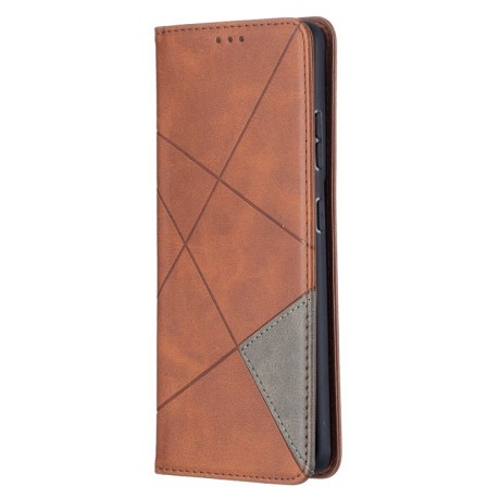Чехол-книжка Rhombus Texture на Samsung Galaxy S21 Ultra - коричневый