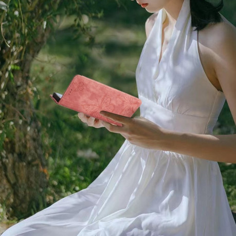 Чохол-книжка Embossed Butterfly для Motorola Moto G75 - рожевий