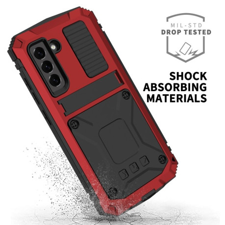 Противоударный металлический чехол R-JUST Dustproof на Samsung Galaxy S21 FE - красный
