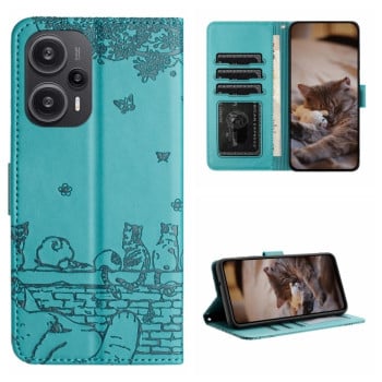 Чохол-книжка Cat Embossing Pattern на Xiaomi Poco F5 - синій