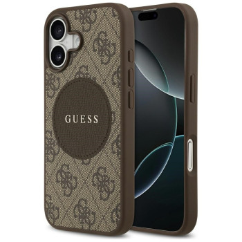 Оригинальный чехол Guess 4G Circle Classic Logo с MagSafe на iPhone 17 - brown