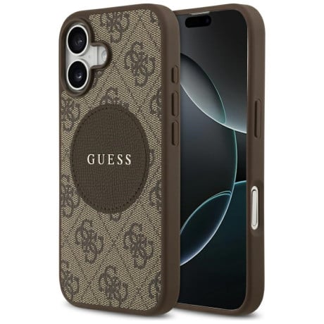 Оригинальный чехол Guess 4G Circle Classic Logo с MagSafe на iPhone 17 - brown