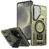 Противоударный чехол Shield Frame Holder MagSafe для Samsung Galaxy S25 5G - темно-зеленый