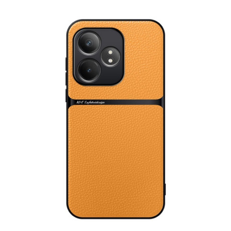 Противоударный чехол Litchi Leather Magnetic Full Coverage Shockproof на Realme GT Neo6 / GT Neo6 SE / GT 6 / GT 6T - желтый