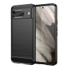 Противоударный чехол Brushed Texture Carbon Fiber на Google Pixel 8 - черный